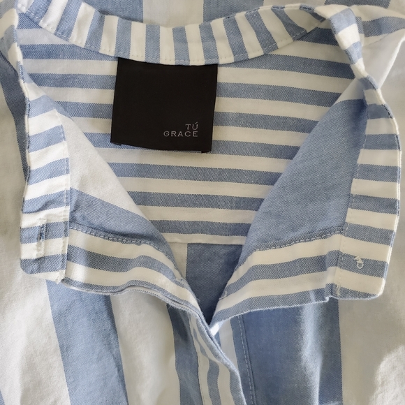 NWOT Tú Grace Striped Button Down Shirt - Picture 4 of 13